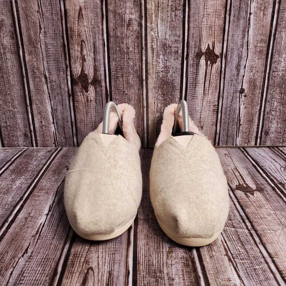 TOMS Women's Alpargata Fleece Faux Fur Slip On Cream Size 11 - Picture 4 of 13